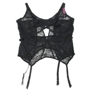 ADORE ME Sexy Black Lace Bustier 44 DDD NWT Burlesque Cosplay Pinup /314